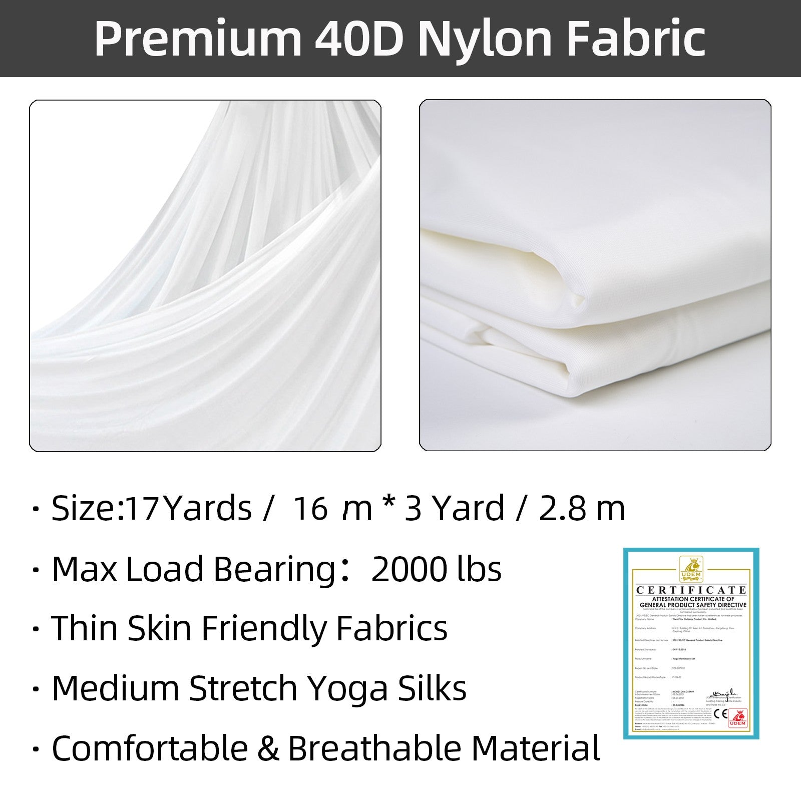 2025 High Recommend 16*2.8 Meter (17.5*3 yards) Aerial Yoga Silk Fabric for Acrobtic Dance Aerial Silk Fabric Only