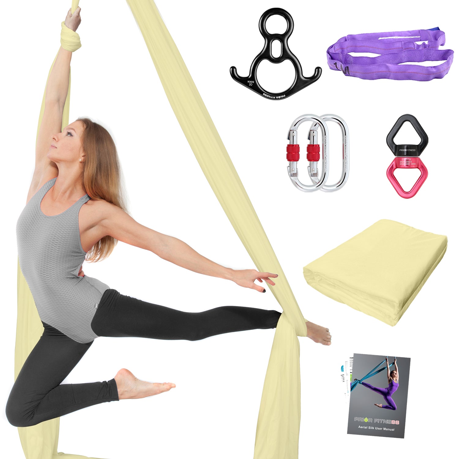 Free Shipping Professional Thicker Low Stretch 9/15/20 Yards Aerial Silk Kit