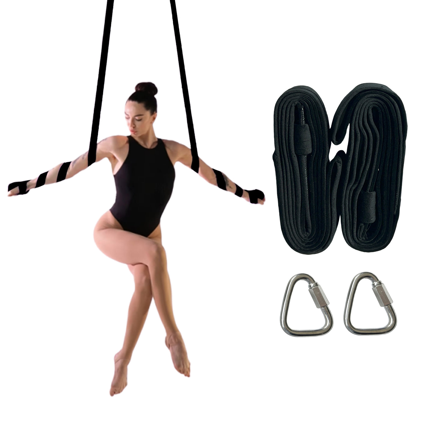Free Shipping Aerial Yoga Straps Kit 1 Pair 3m/9.8ft Velvet Covers Wrist Lockers Carabiners for Trapeze Acrobatics
