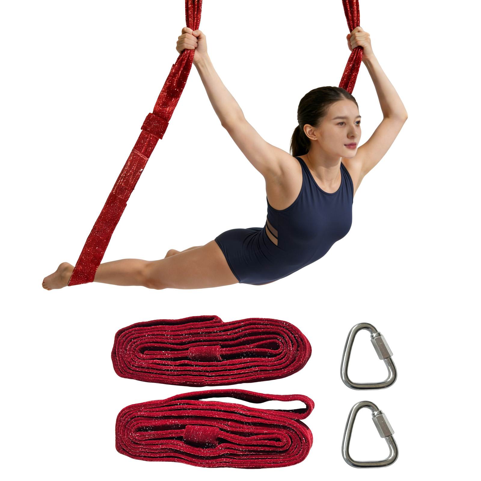 Free Shipping Aerial Yoga Straps Kit 1 Pair 3m/9.8ft Velvet Covers Wrist Lockers Carabiners for Trapeze Acrobatics