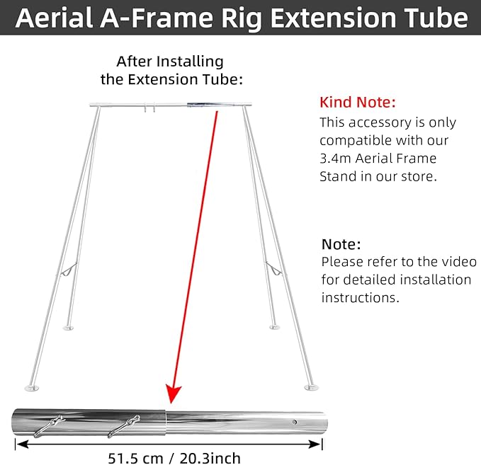 Free Shipping  Aerial Extension Tube – A-Frame Rig, 730kg, 5–11ft Adjustable (Single)