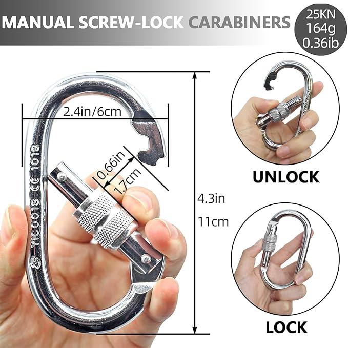 Free Shipping Aerial Yoga Hardware Kit, 2 Carabiners + 2 Daisy‑Chain Straps for Aerial Silk, Yoga Swing & Pilates