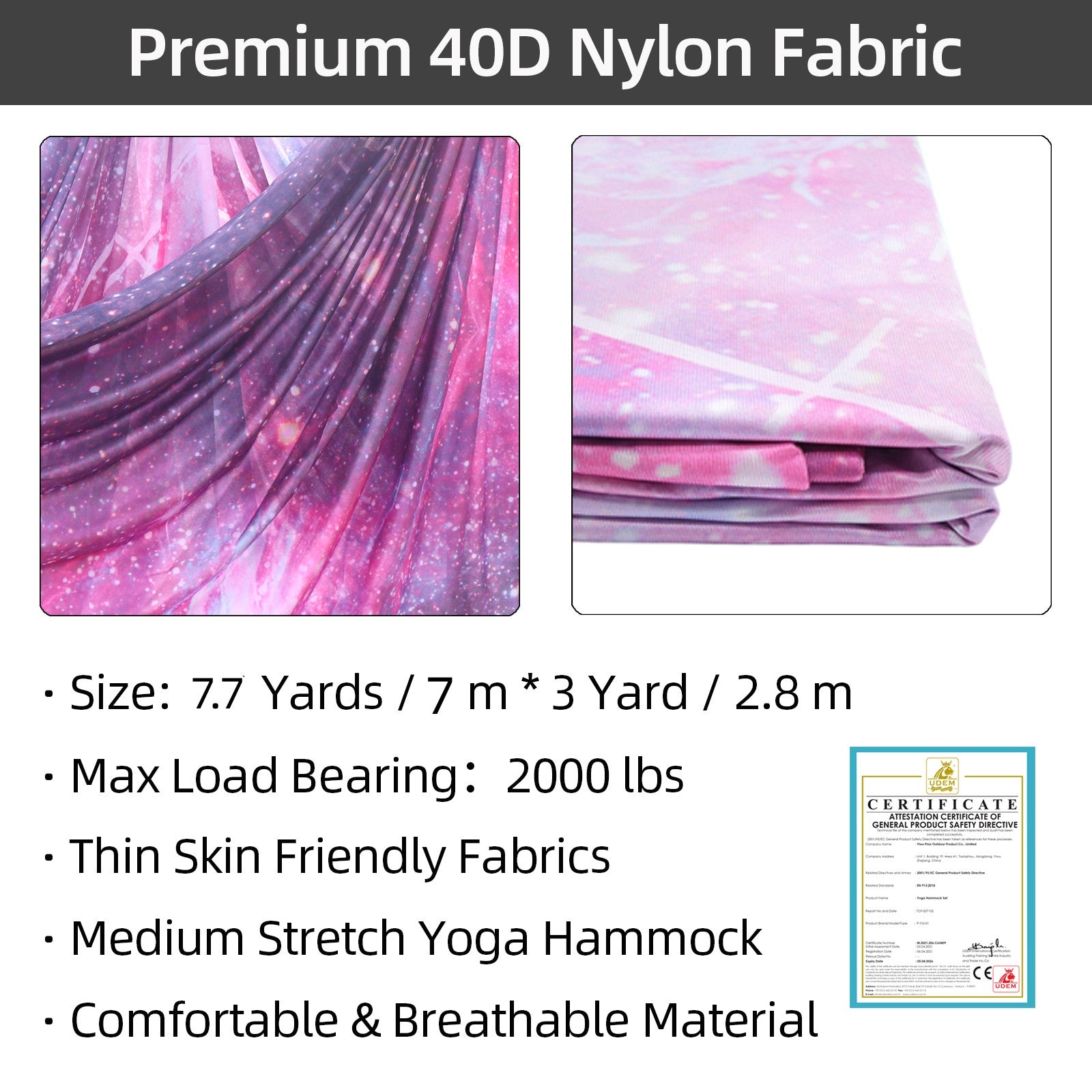 GOOD QUALITY 7*2.8 Meters（7.7*3 yards）Aerial  Hammock Fabric for Indoor Fitness Aerial Yoga Fabric Only