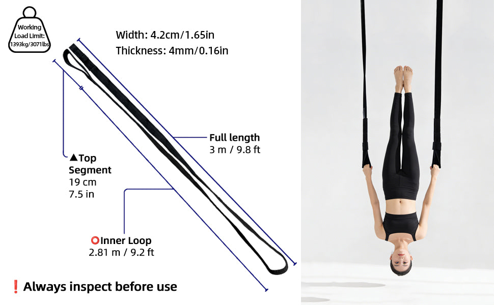 Free Shipping Aerial Yoga Straps Kit 1 Pair 3m/9.8ft Velvet Covers Wrist Lockers Carabiners for Trapeze Acrobatics