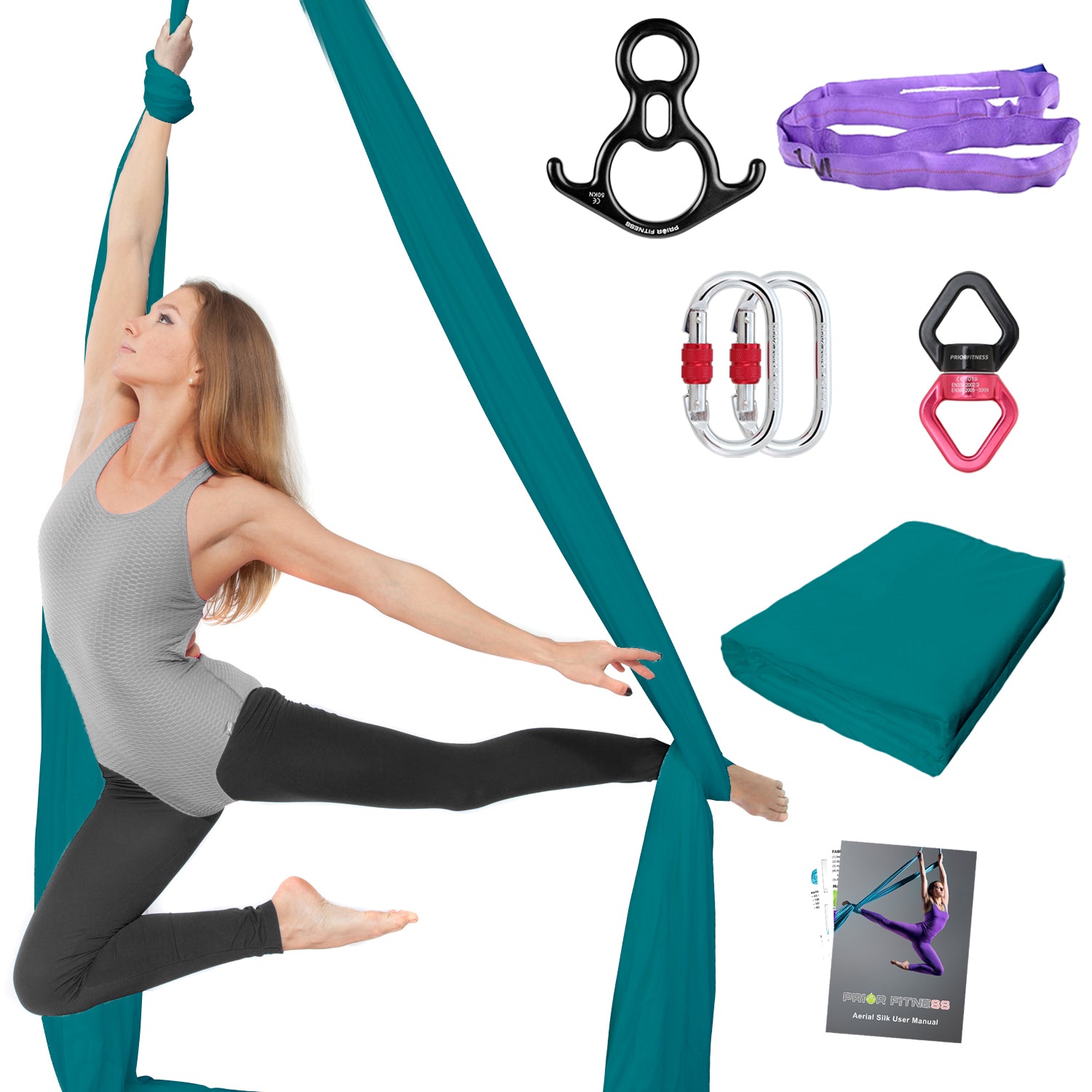 Free Shipping Professional Thicker Low Stretch 9/15/20 Yards Aerial Silk Kit