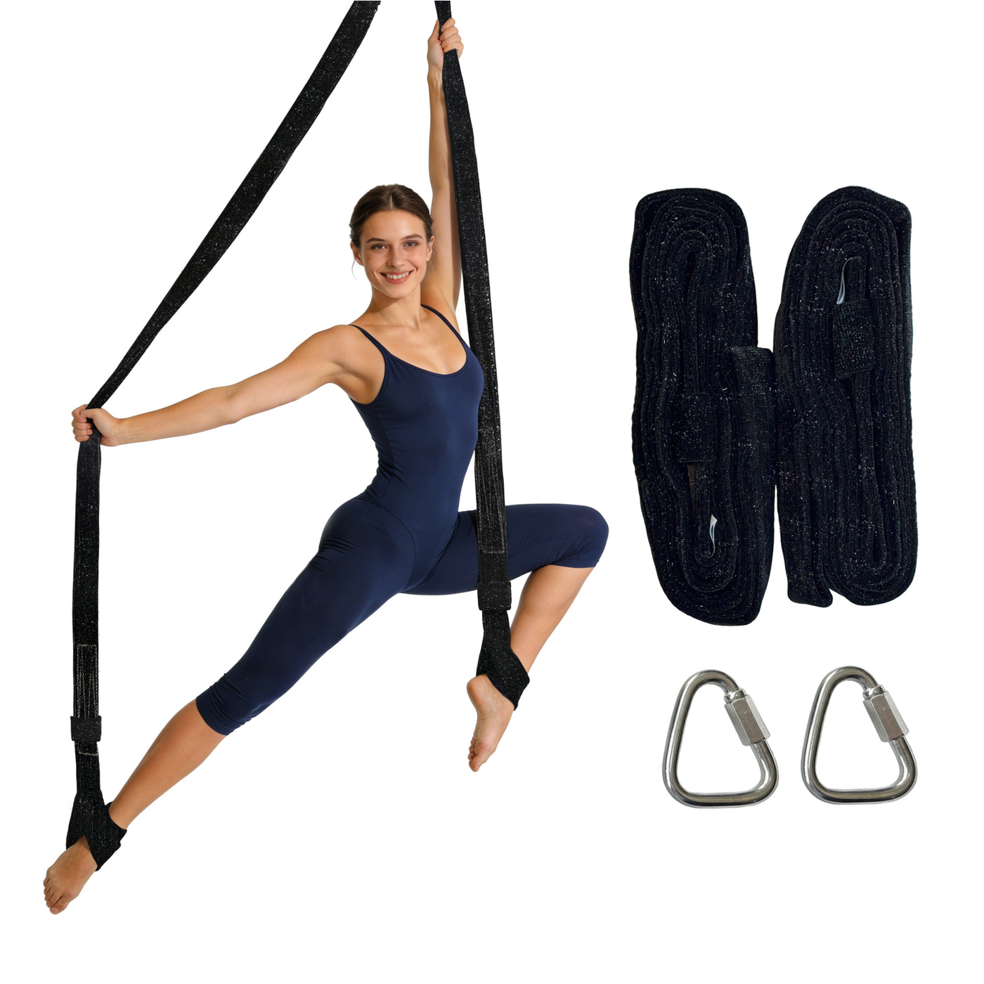 SGS Certified Heavy Duty Aerial Yoga Straps Set with Carabiners - Lyra Straps for Circus & Studio Training