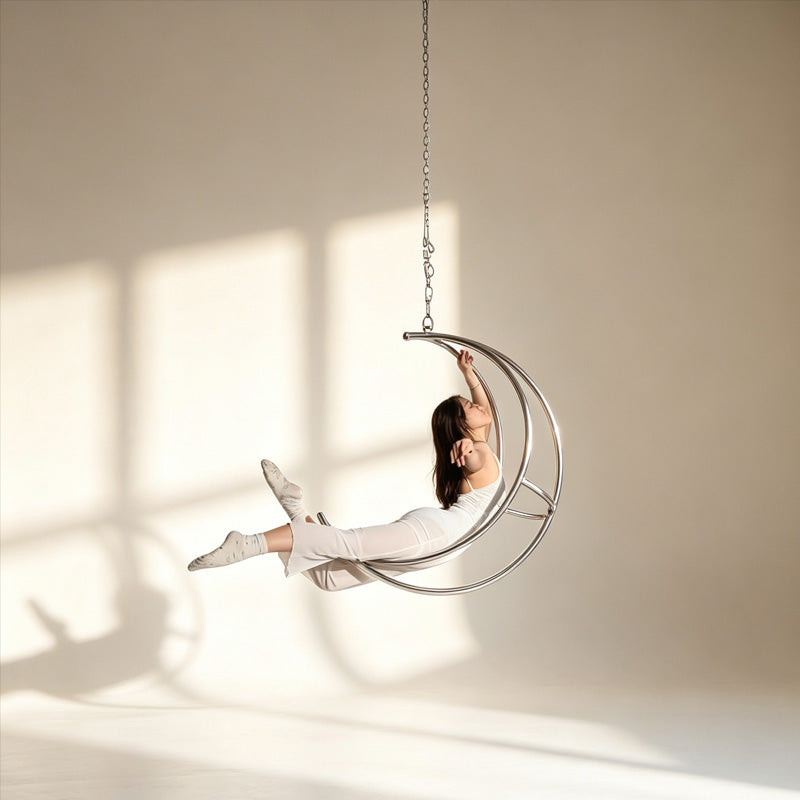 90cm 3D Moon Aerial Lyra Hoop, Stainless Steel Aerial Yoga Hoop for Studio