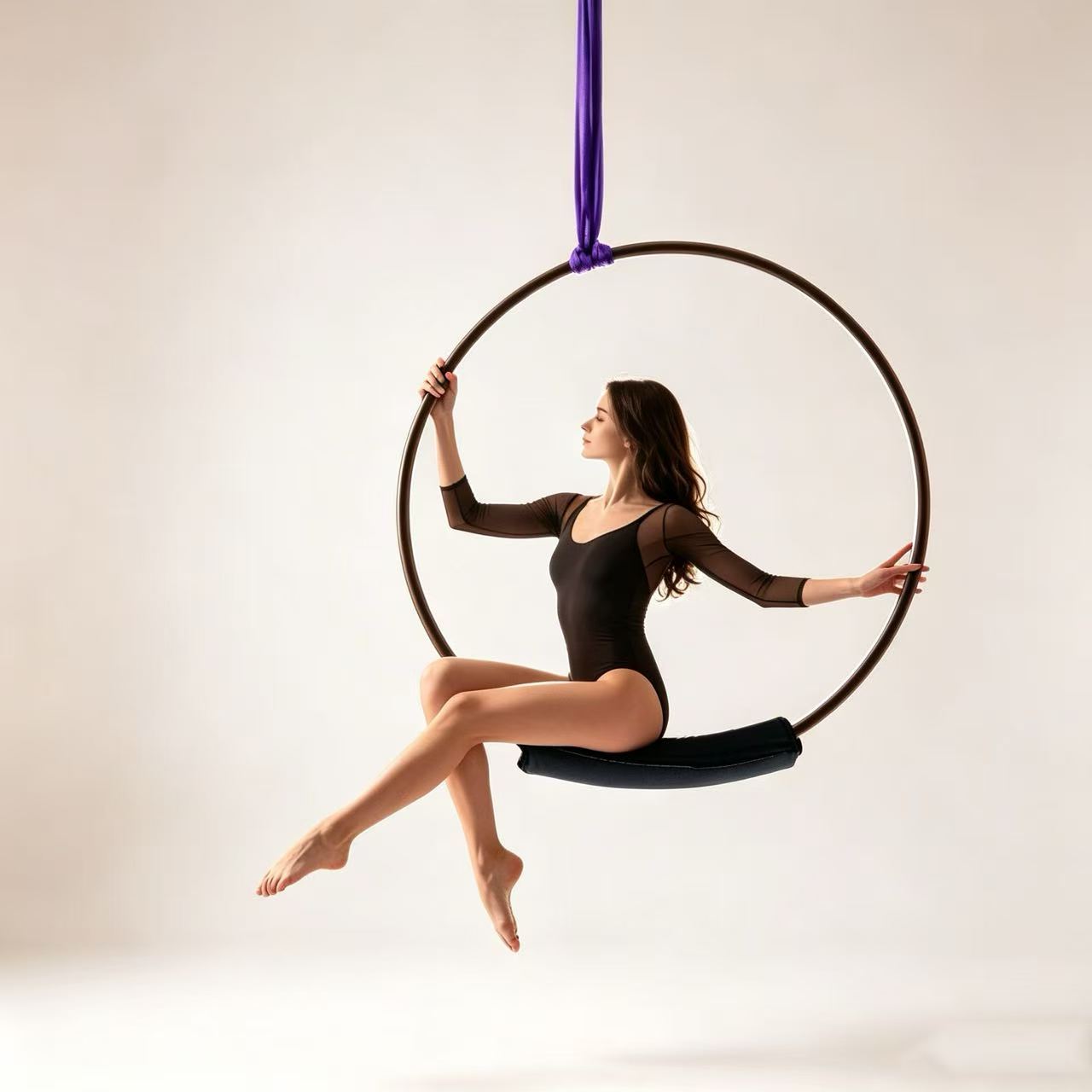 Velvet Aerial Lyra Hoop Protective Cover, Anti‑Bruise Soft Velcro Wrapped Padding Cushion for Aerial Yoga Training