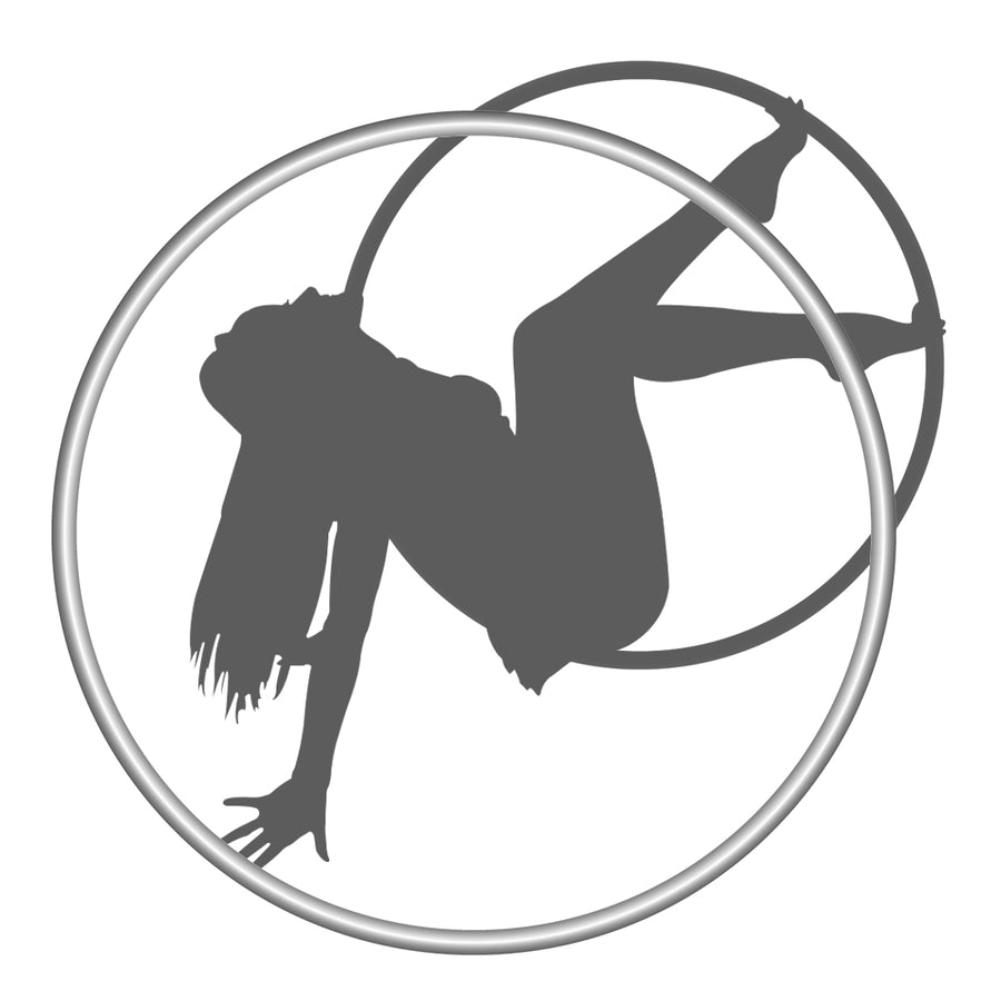 2025 Upgrade Prior Fitness Aerial Hoop Bar Acrobatic Performance Single Tab Sliver & Black Aerial Lyra Hoop Only