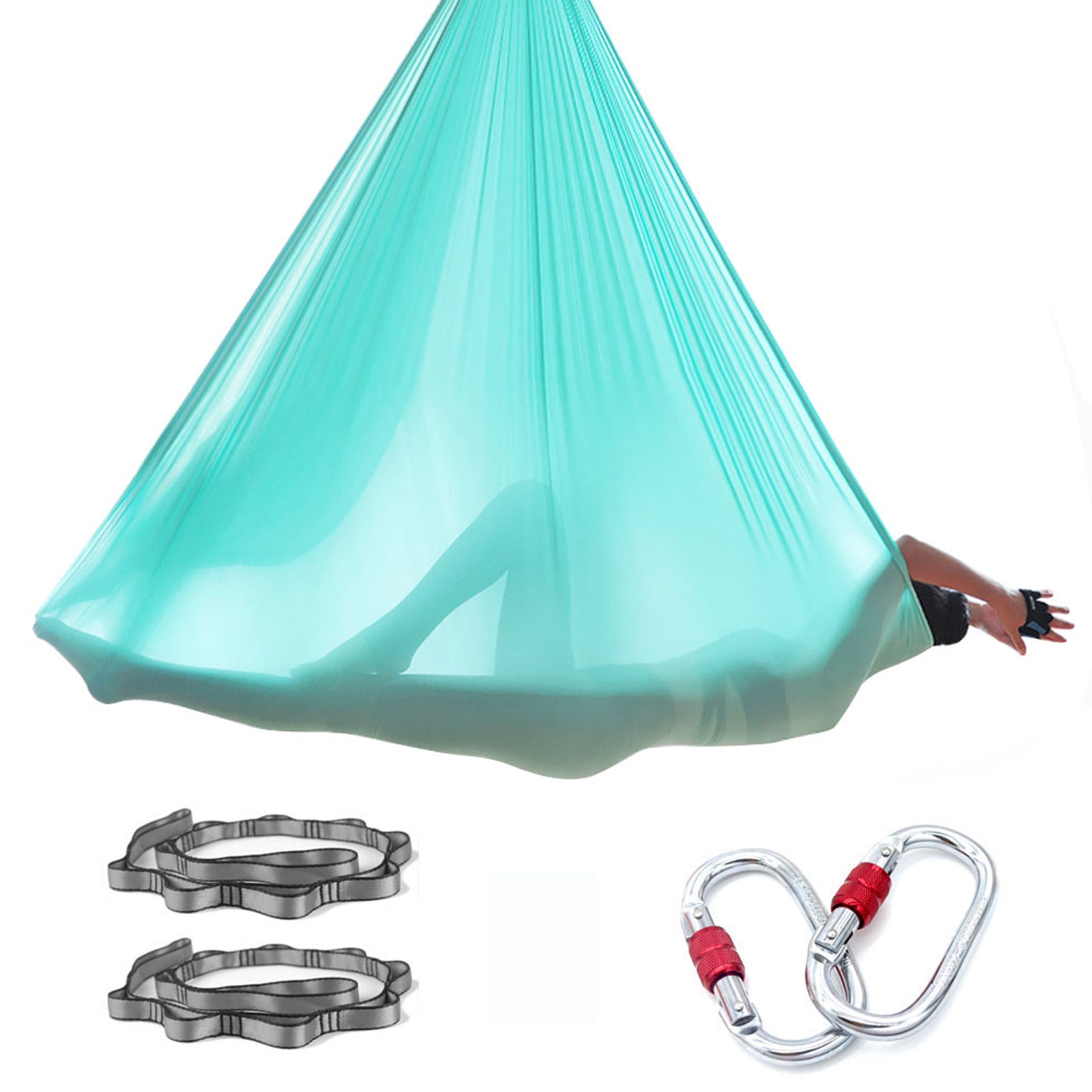 Professional 5*2.8 M (5.5* 3 yards) Aerial Yoga Hammock Set Including 1*Fabric, 2*Daisy Chain, 2* Carabiners