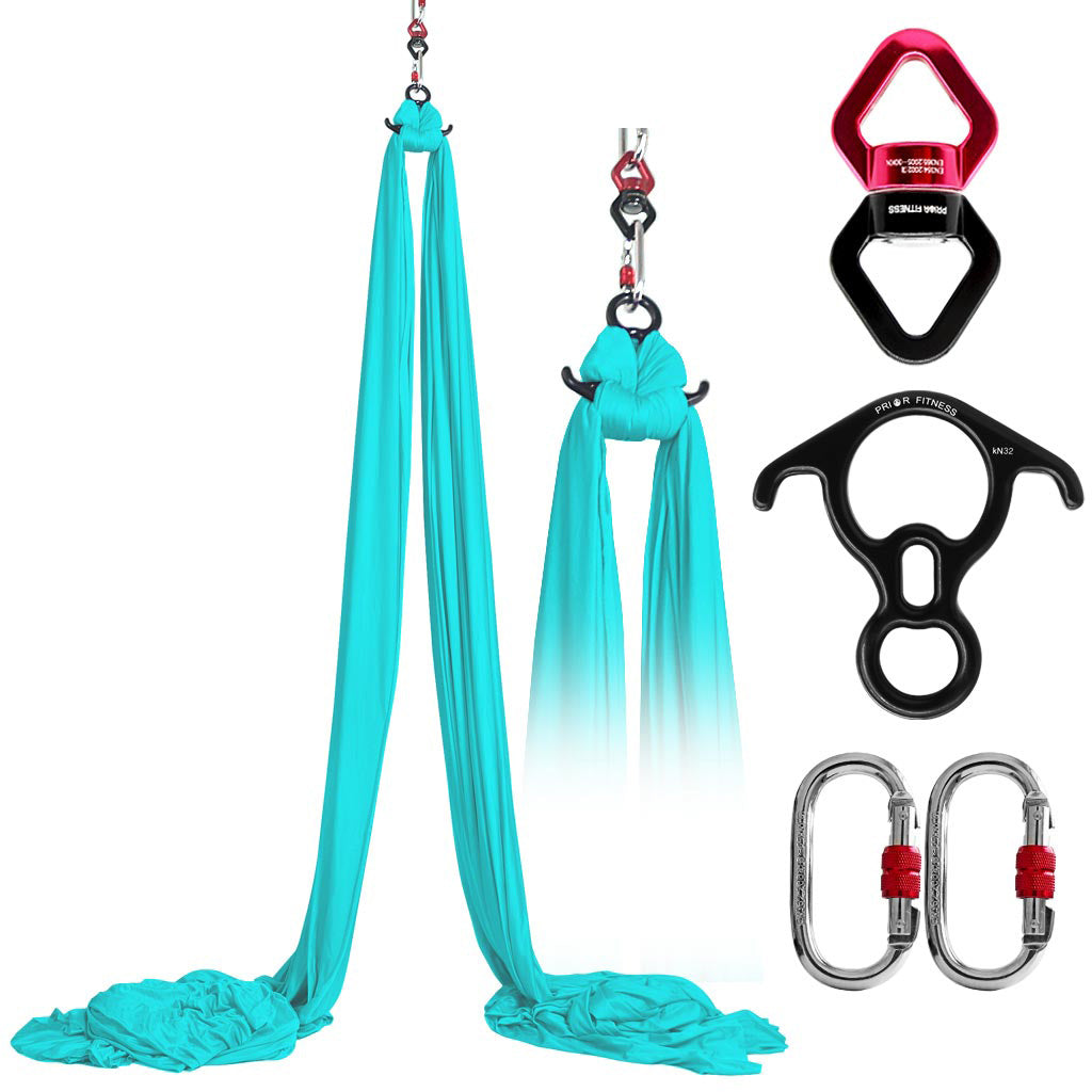 Upgrade16*2.8 Meters (17.5*3 yards) Medium Stretch Yoga Silk Set Accessories Including 1 PCS Aerial Silk fabric, 1 PCS Swivel, 1 PCS Figure 8, 1 PCS Daisy Chain, 2 PCS Carabiners