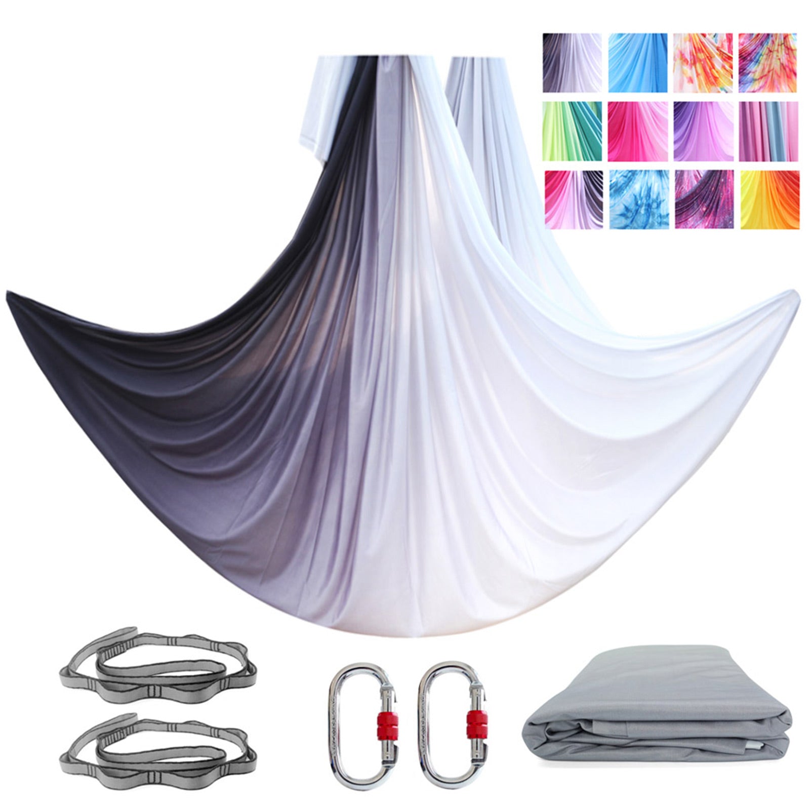 High Quality  7*2.8 M(7.7*3 yards)  Aerial Yoga Hammock Swing Kit  Including 1* Fabric, 2*Daisy Chain, 2* Carabiners