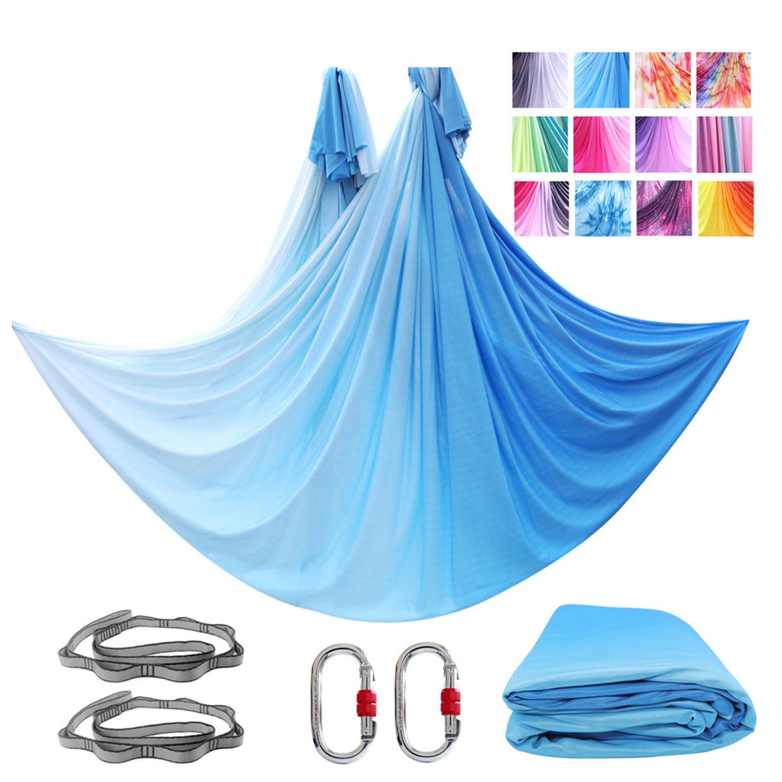 High Quality  7*2.8 M(7.7*3 yards)  Aerial Yoga Hammock Swing Kit  Including 1* Fabric, 2*Daisy Chain, 2* Carabiners