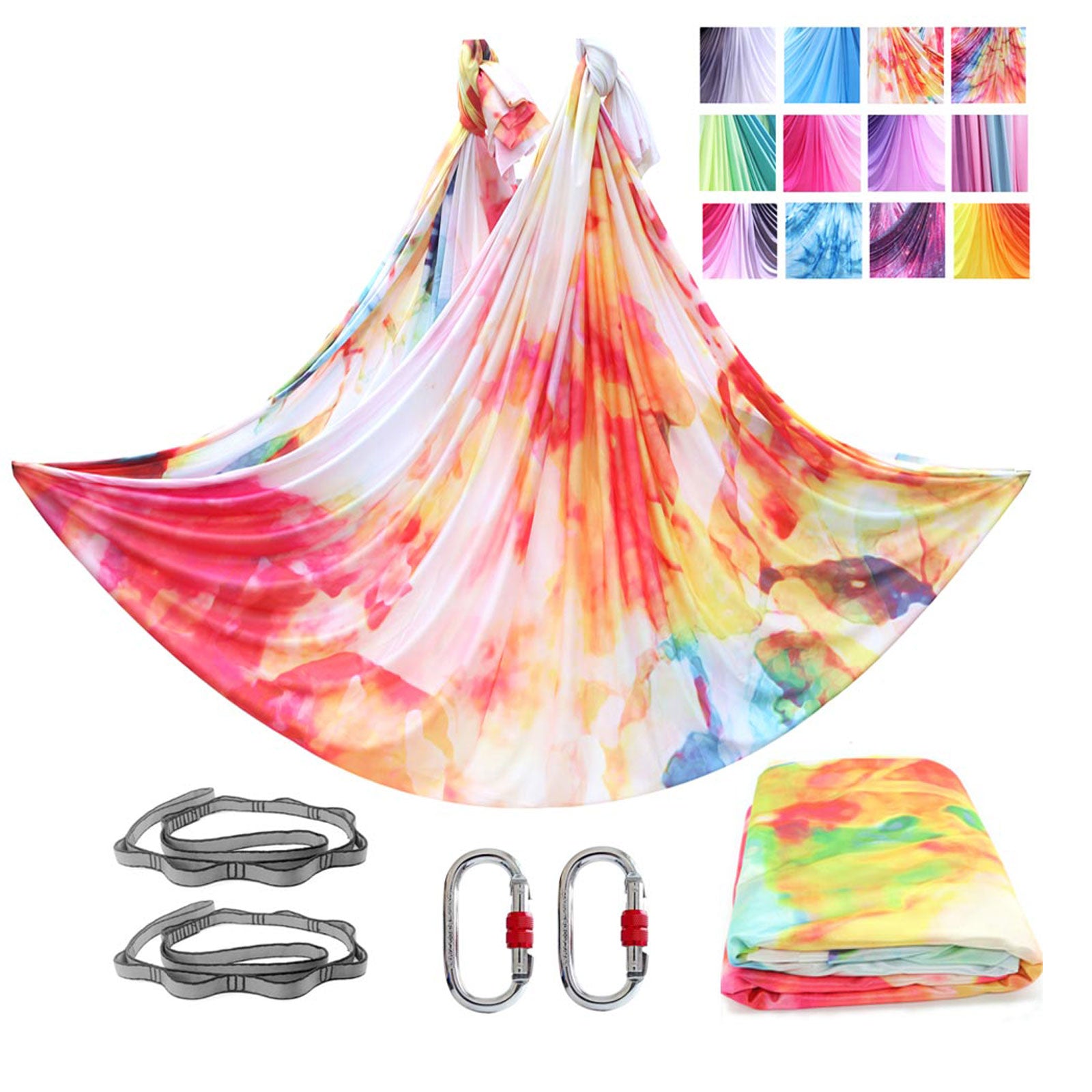 High Quality  7*2.8 M(7.7*3 yards)  Aerial Yoga Hammock Swing Kit  Including 1* Fabric, 2*Daisy Chain, 2* Carabiners