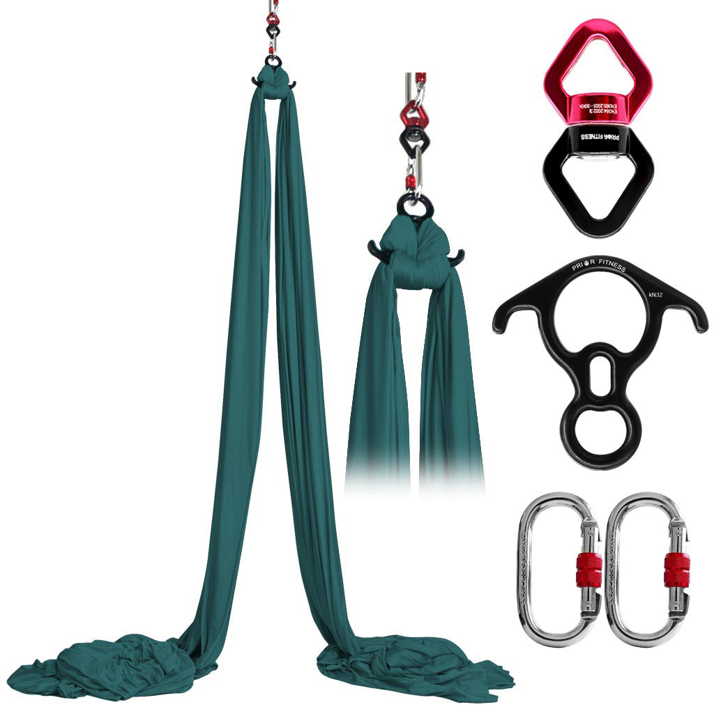 Upgrade16*2.8 Meters (17.5*3 yards) Medium Stretch Yoga Silk Set Accessories Including 1 PCS Aerial Silk fabric, 1 PCS Swivel, 1 PCS Figure 8, 1 PCS Daisy Chain, 2 PCS Carabiners