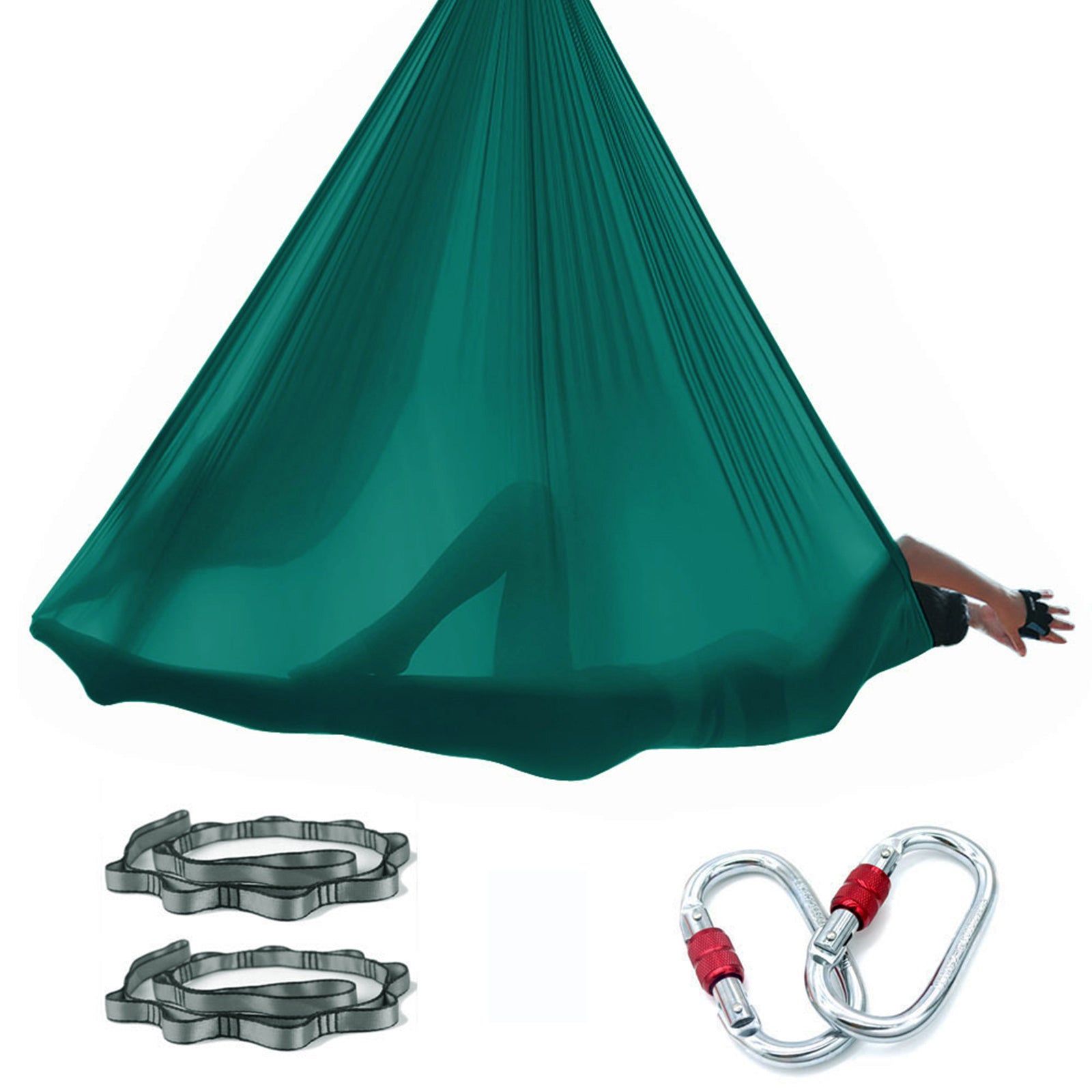 Professional 5*2.8 M (5.5* 3 yards) Aerial Yoga Hammock Set Including 1*Fabric, 2*Daisy Chain, 2* Carabiners