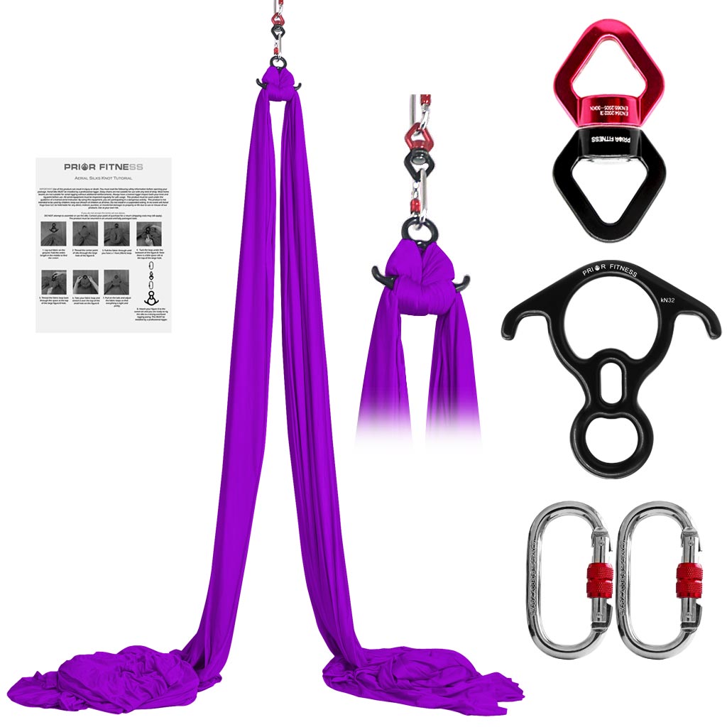 Aum Active 11-Yard Aerial Silks Kit - Complete Setup With Hardware & Swivel | Yoga Hammock For Beginners To Pros | Up To 18ft Rigging