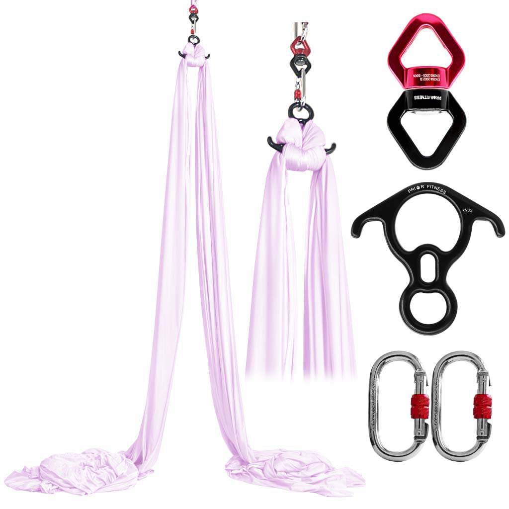 Upgrade16*2.8 Meters (17.5*3 yards) Medium Stretch Yoga Silk Set Accessories Including 1 PCS Aerial Silk fabric, 1 PCS Swivel, 1 PCS Figure 8, 1 PCS Daisy Chain, 2 PCS Carabiners