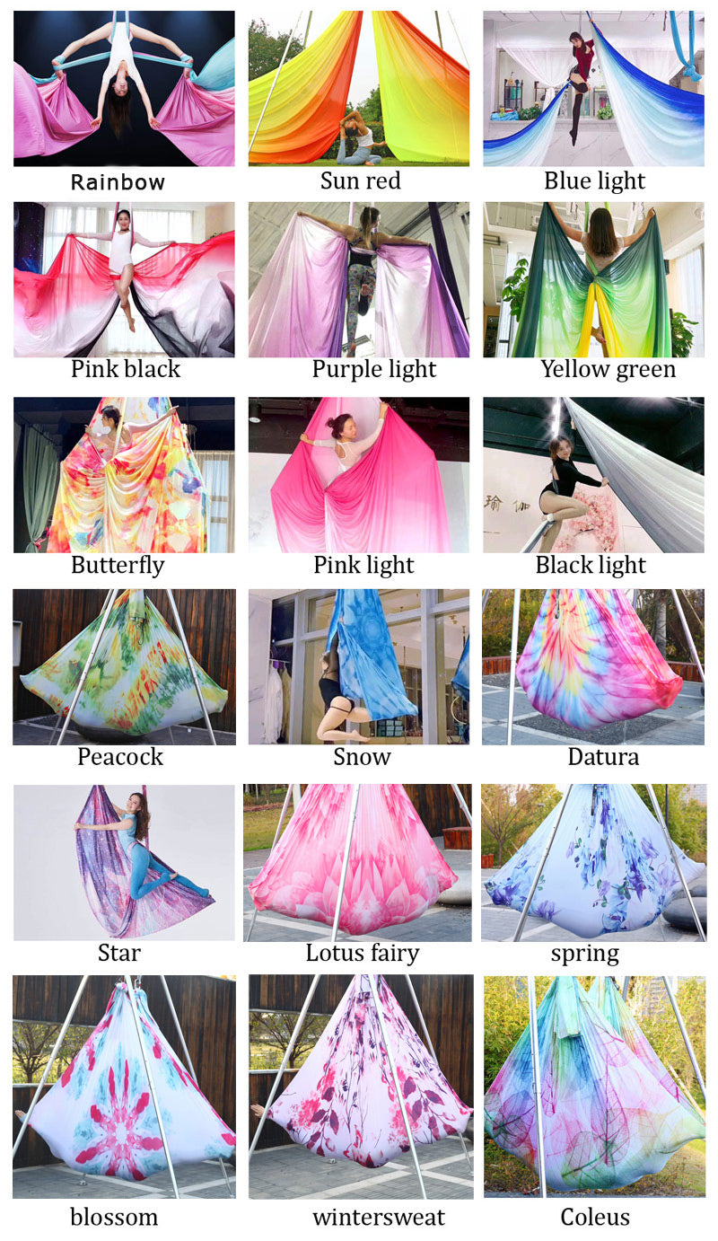 High Quality  7*2.8 M(7.7*3 yards)  Aerial Yoga Hammock Swing Kit  Including 1* Fabric, 2*Daisy Chain, 2* Carabiners