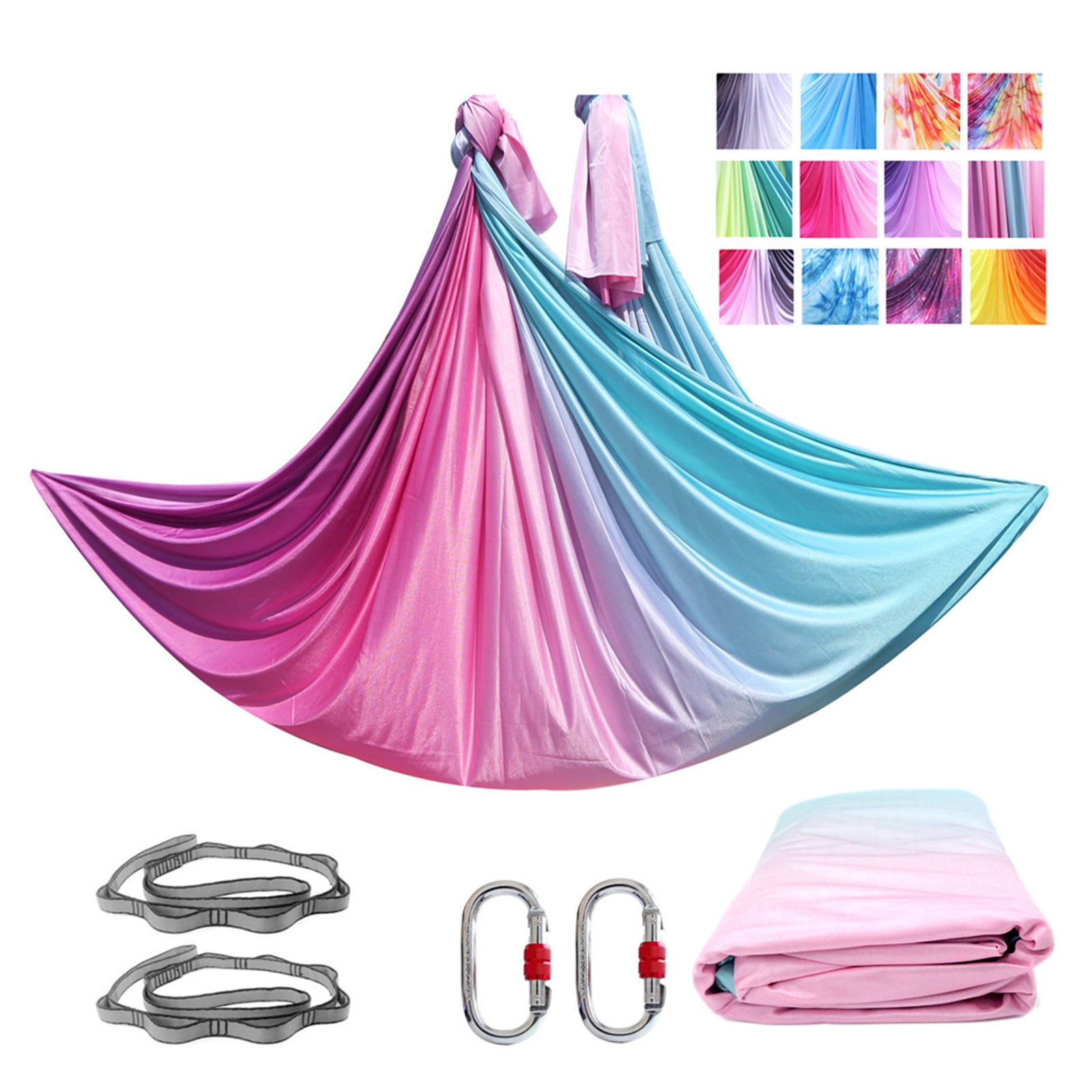 High Quality  7*2.8 M(7.7*3 yards)  Aerial Yoga Hammock Swing Kit  Including 1* Fabric, 2*Daisy Chain, 2* Carabiners