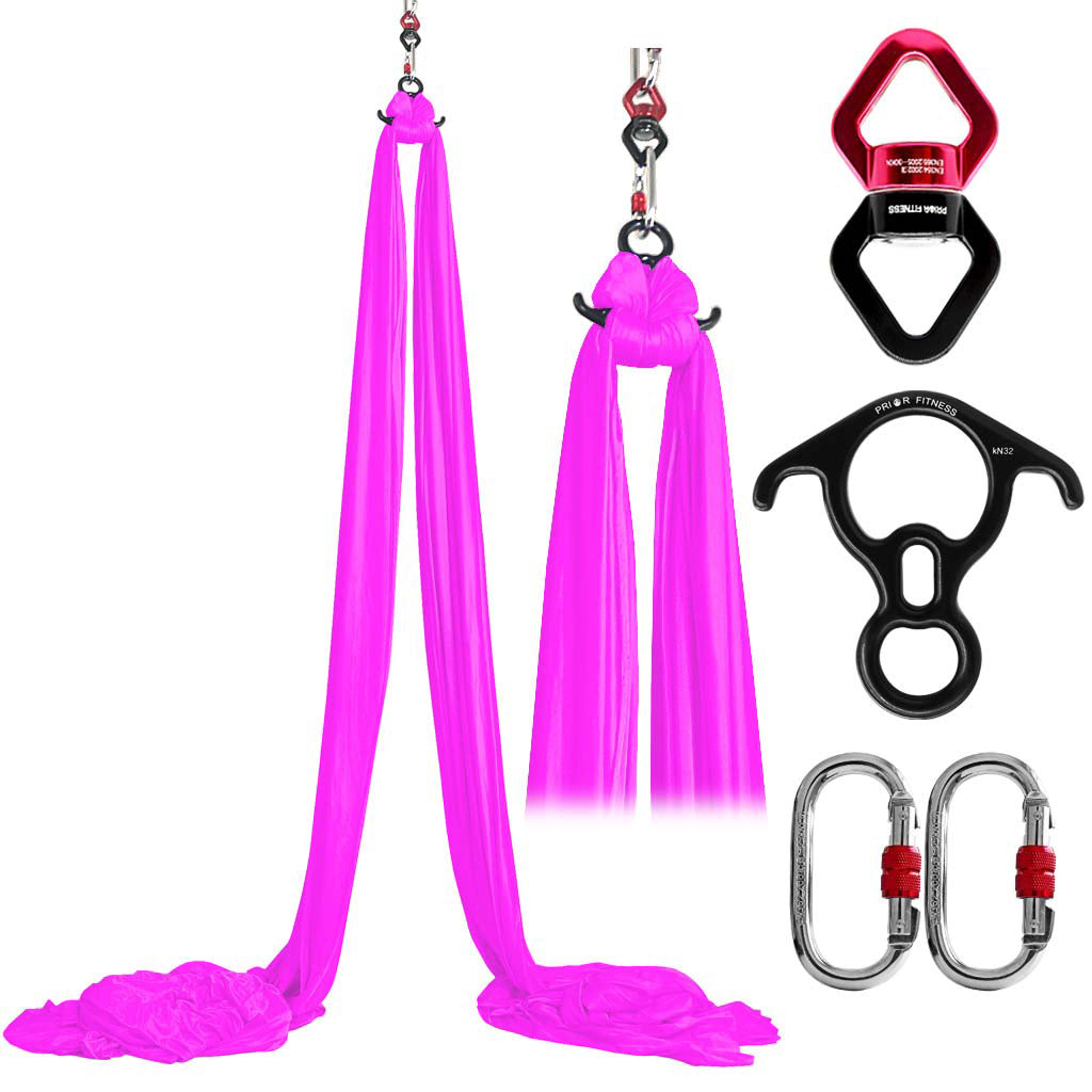 Upgrade16*2.8 Meters (17.5*3 yards) Medium Stretch Yoga Silk Set Accessories Including 1 PCS Aerial Silk fabric, 1 PCS Swivel, 1 PCS Figure 8, 1 PCS Daisy Chain, 2 PCS Carabiners