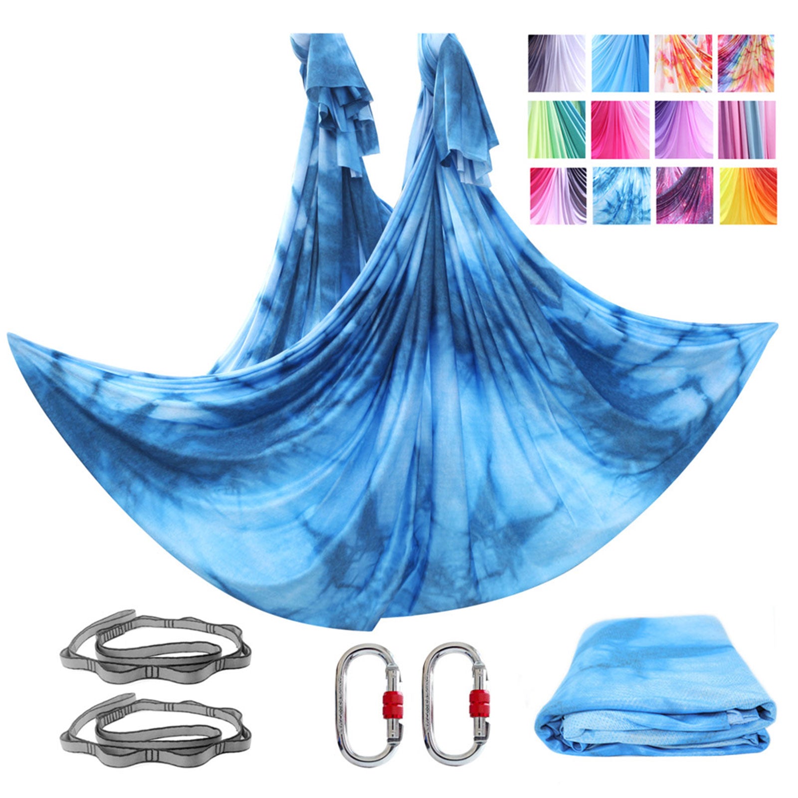 2025 Premium 4*2.8M(4 x 2.8m/ 4.4 x 3 yards) Gradient Colors Aerial Yoga Hammock Kit Including 1* Fabric , 2 x Carabiners, 2 x Daisy Chain