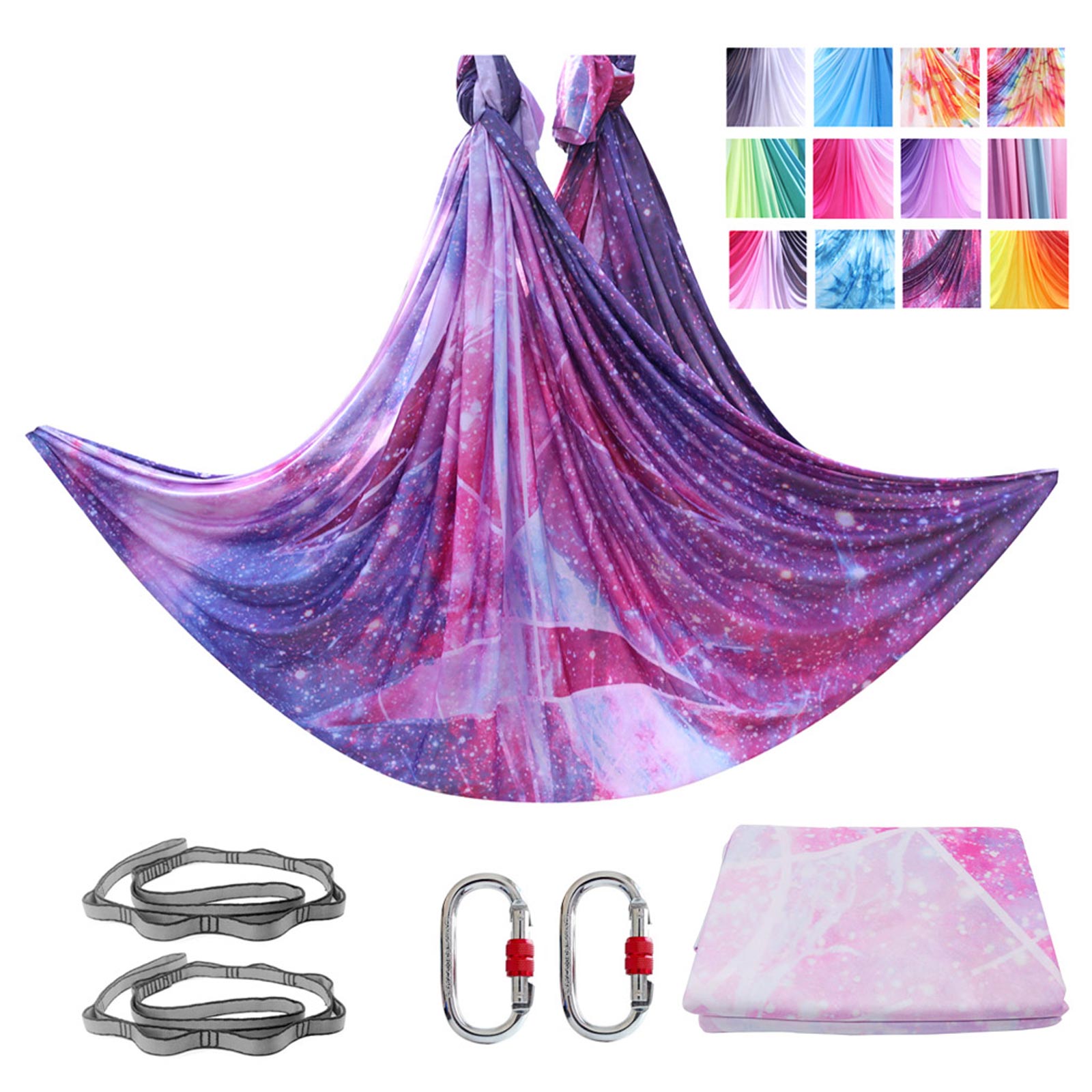 High Quality  7*2.8 M(7.7*3 yards)  Aerial Yoga Hammock Swing Kit  Including 1* Fabric, 2*Daisy Chain, 2* Carabiners