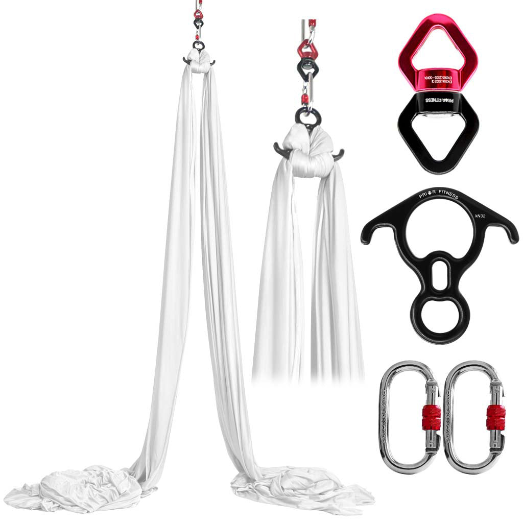 Upgrade16*2.8 Meters (17.5*3 yards) Medium Stretch Yoga Silk Set Accessories Including 1 PCS Aerial Silk fabric, 1 PCS Swivel, 1 PCS Figure 8, 1 PCS Daisy Chain, 2 PCS Carabiners