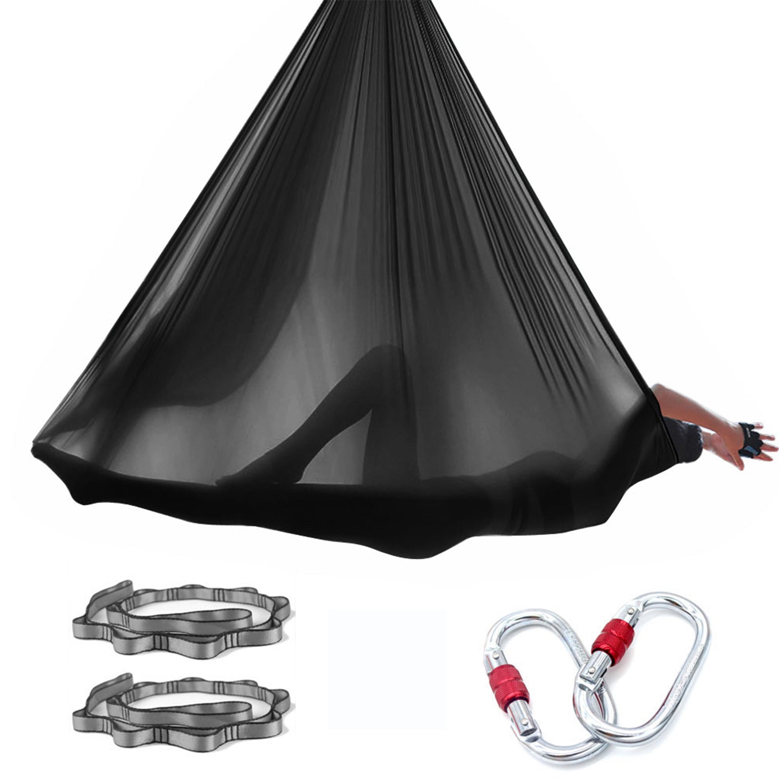 Professional 5*2.8 M (5.5* 3 yards) Aerial Yoga Hammock Set Including 1*Fabric, 2*Daisy Chain, 2* Carabiners