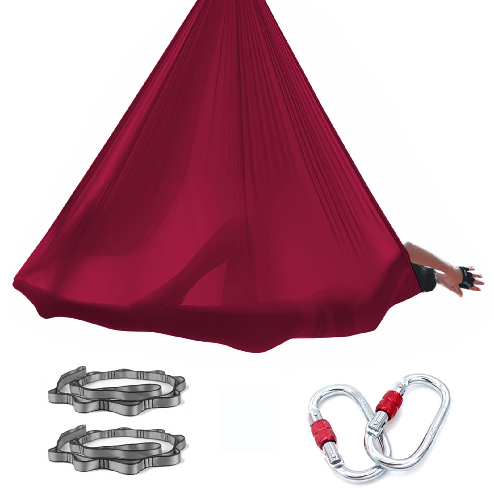 Professional 5*2.8 M (5.5* 3 yards) Aerial Yoga Hammock Set Including 1*Fabric, 2*Daisy Chain, 2* Carabiners