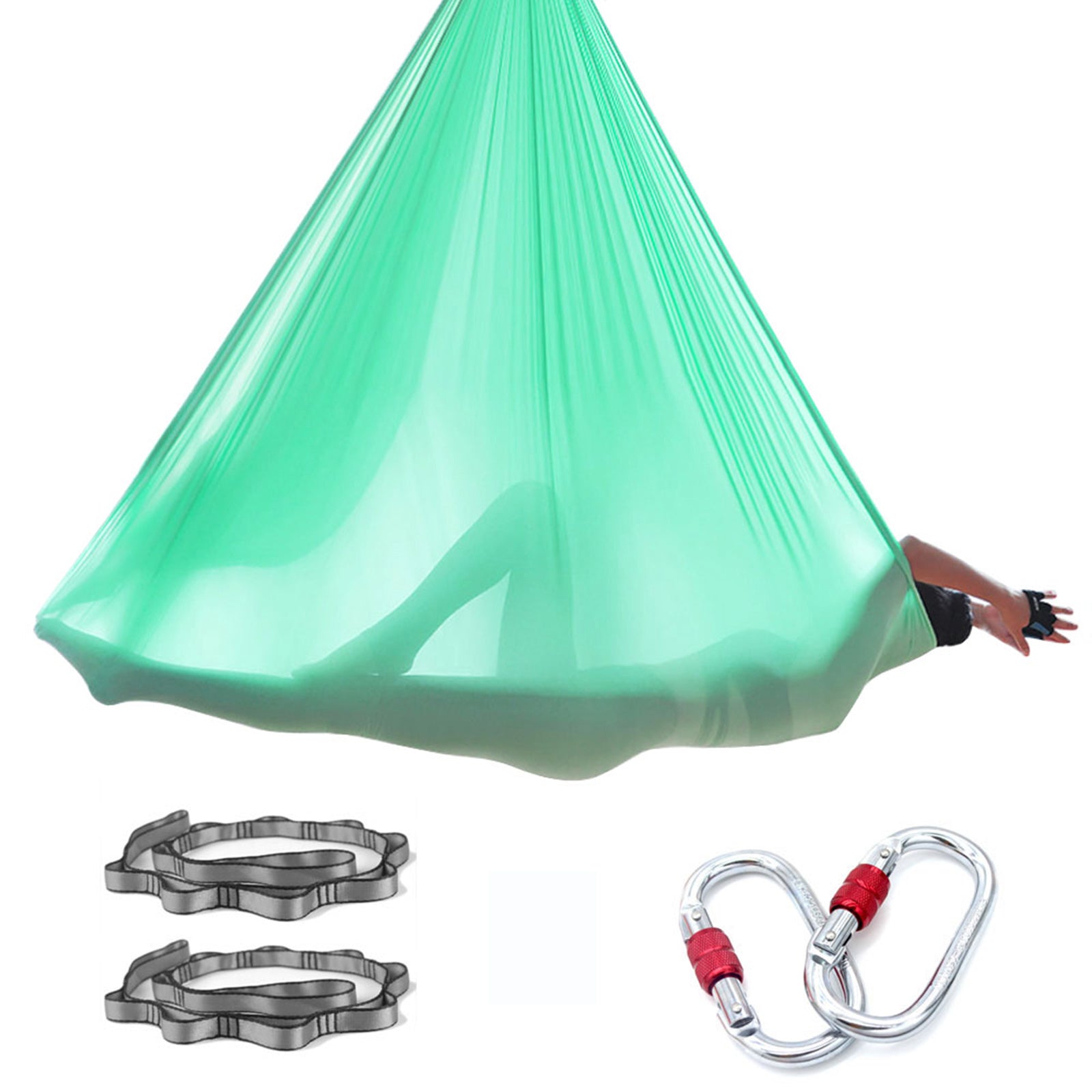 Professional 5*2.8 M (5.5* 3 yards) Aerial Yoga Hammock Set Including 1*Fabric, 2*Daisy Chain, 2* Carabiners