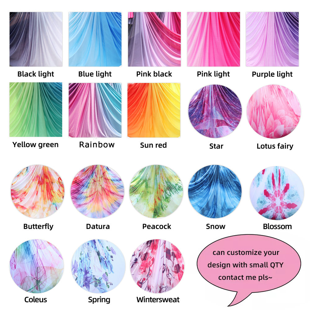 Lotus Fairy 5*2.8 M Anti Gravity Flying Yoga Aerial Hammock Swing Kitt Including 1* Fabric, 2*Daisy Chain, 2* Carabiners