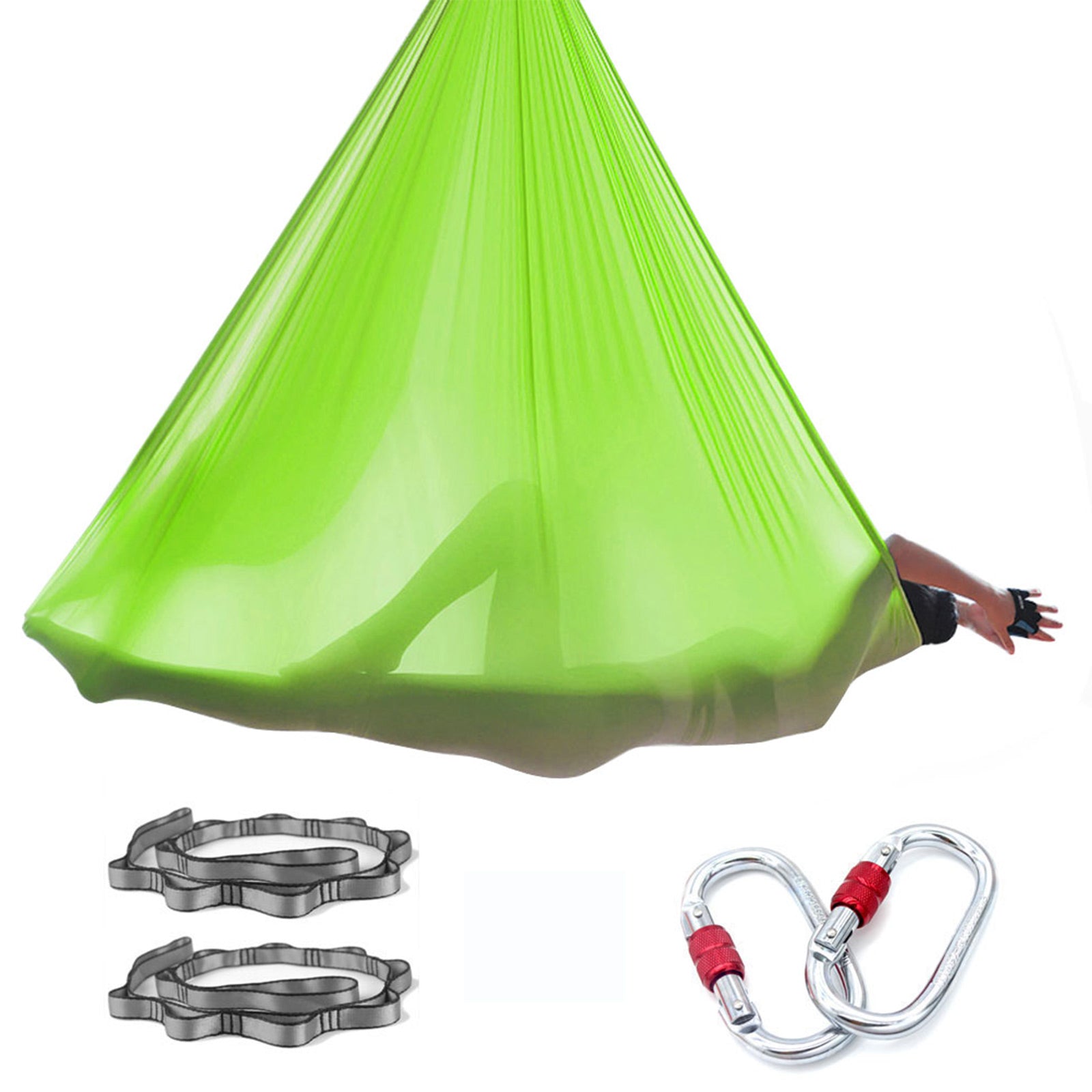 Professional 5*2.8 M (5.5* 3 yards) Aerial Yoga Hammock Set Including 1*Fabric, 2*Daisy Chain, 2* Carabiners