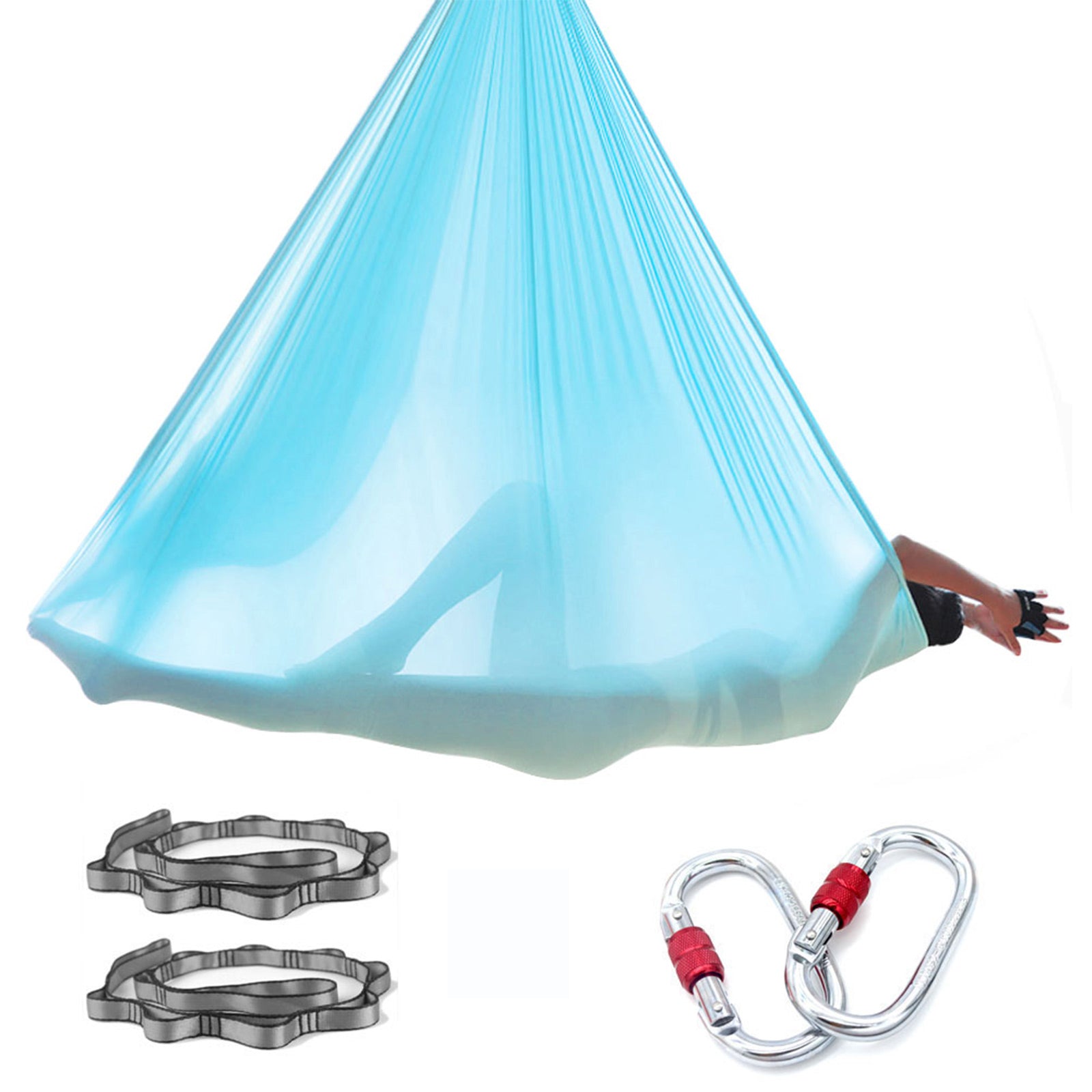 Professional 5*2.8 M (5.5* 3 yards) Aerial Yoga Hammock Set Including 1*Fabric, 2*Daisy Chain, 2* Carabiners