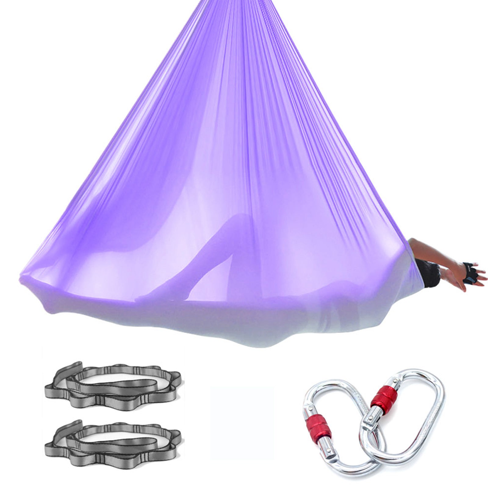 Professional 5*2.8 M (5.5* 3 yards) Aerial Yoga Hammock Set Including 1*Fabric, 2*Daisy Chain, 2* Carabiners