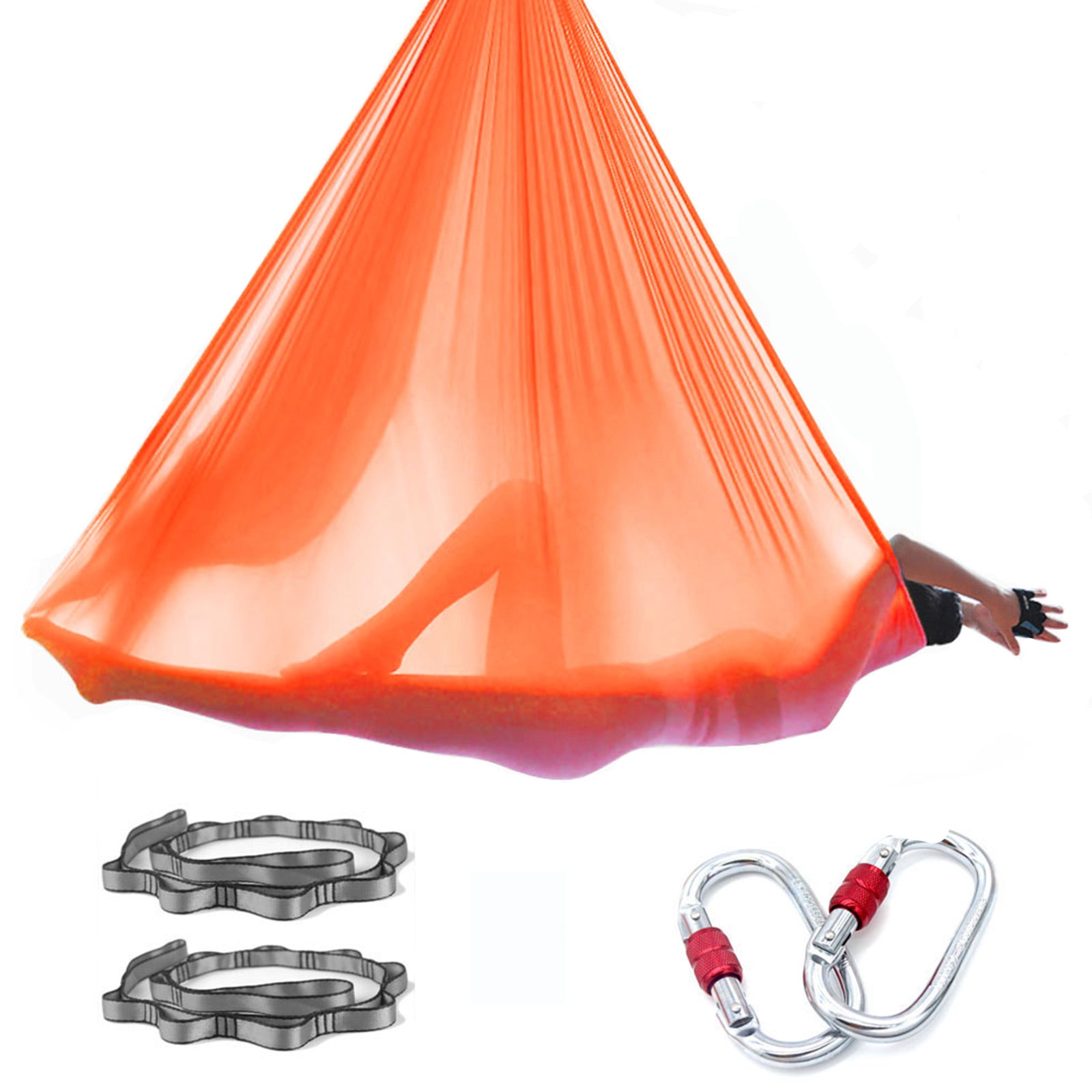 Professional 5*2.8 M (5.5* 3 yards) Aerial Yoga Hammock Set Including 1*Fabric, 2*Daisy Chain, 2* Carabiners