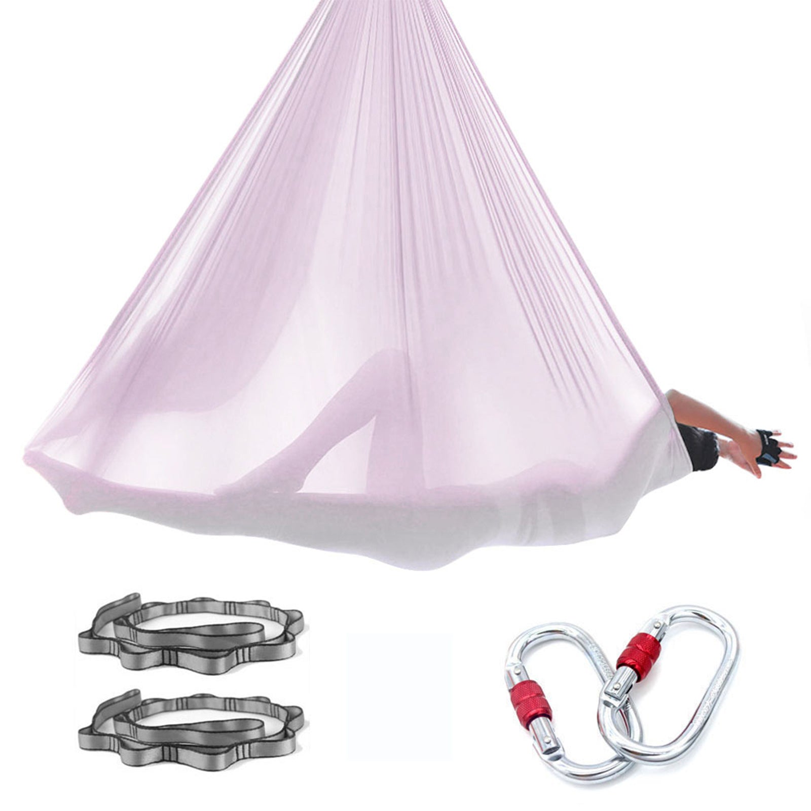 Professional 5*2.8 M (5.5* 3 yards) Aerial Yoga Hammock Set Including 1*Fabric, 2*Daisy Chain, 2* Carabiners