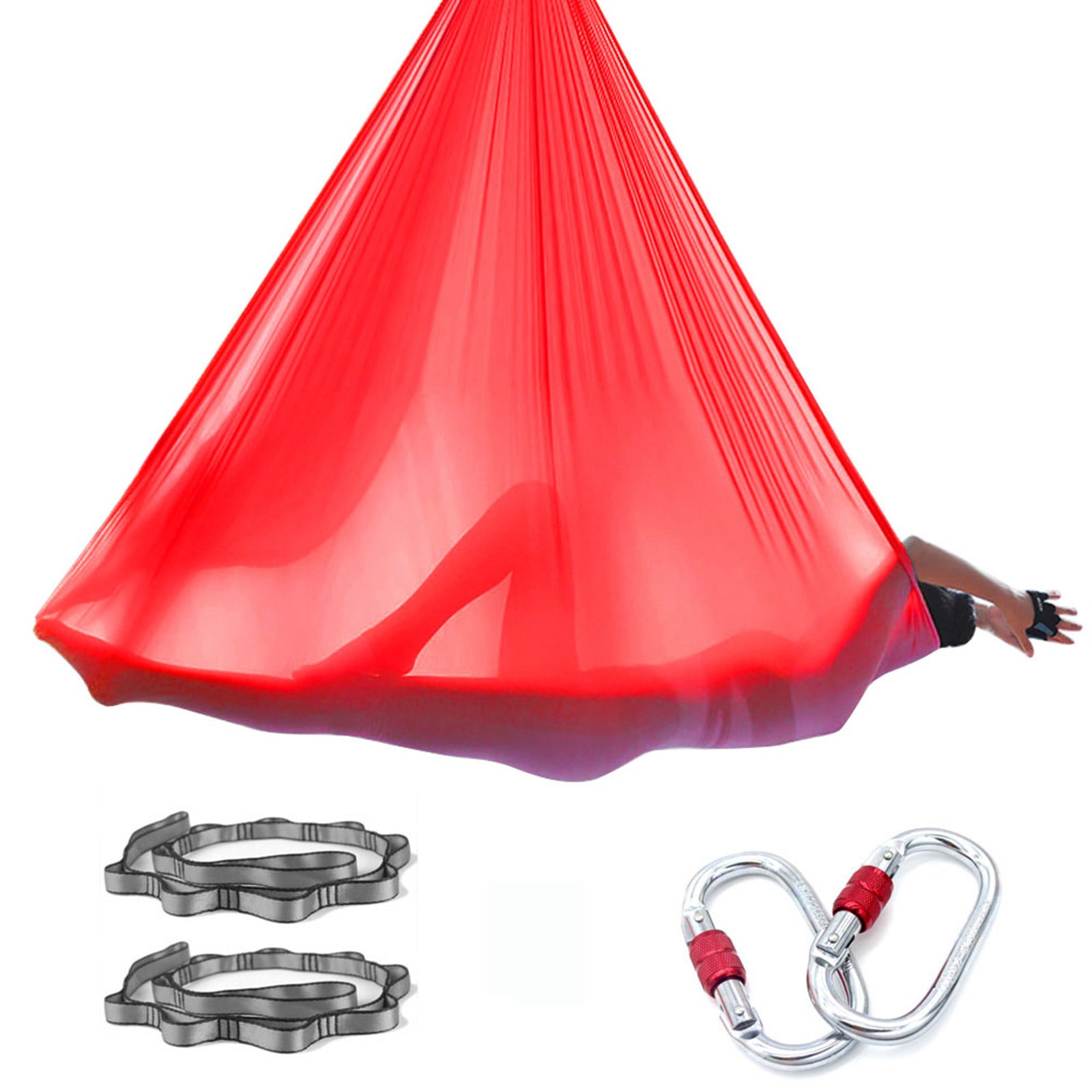 Professional 5*2.8 M (5.5* 3 yards) Aerial Yoga Hammock Set Including 1*Fabric, 2*Daisy Chain, 2* Carabiners