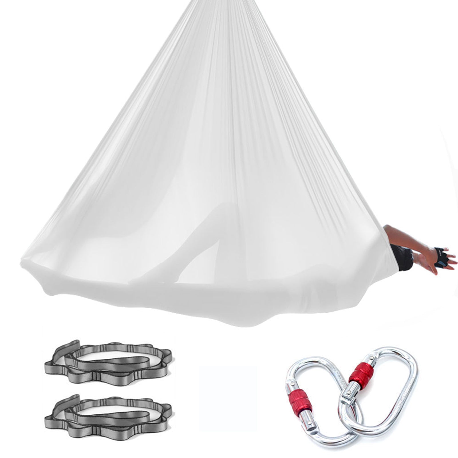 Professional 5*2.8 M (5.5* 3 yards) Aerial Yoga Hammock Set Including 1*Fabric, 2*Daisy Chain, 2* Carabiners